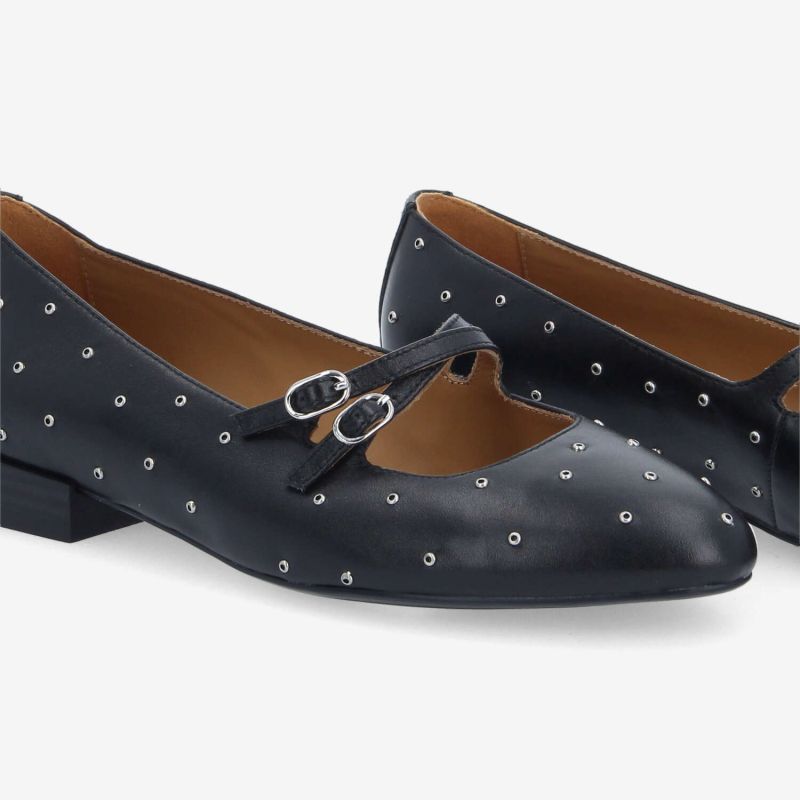 FLORA BALLERINA W - NAPPA/STUDS - NOIR/ARGENT